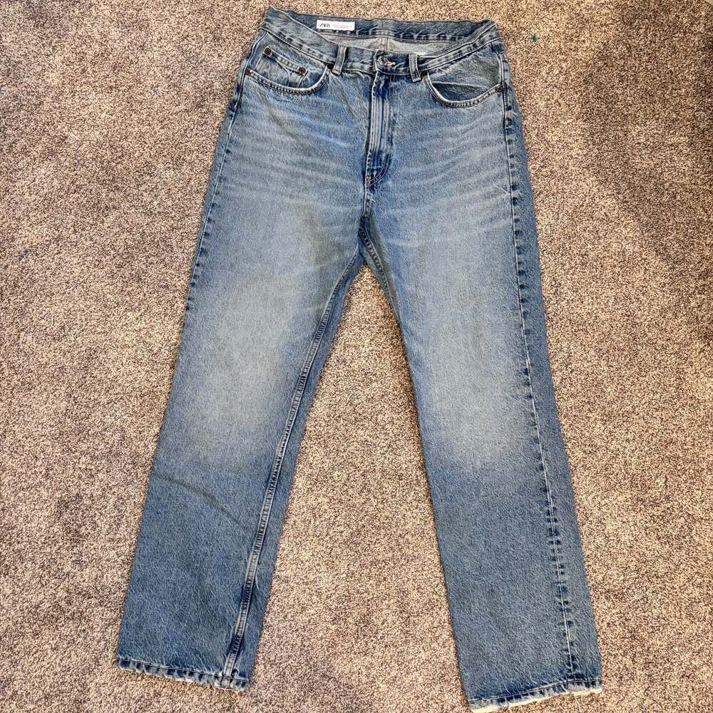 Zara Light Blue Denim Straight Leg Jeans Size 10